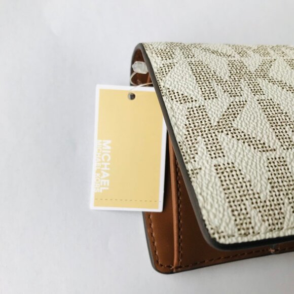 MICHAEL KORS JET SET MD Slim Wallet VANILLA / LUGG MK LOGO ID window NWT - Picture 6 of 7